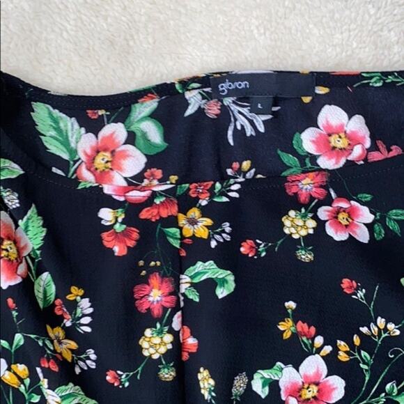 Gibson Side Tie Floral Blouse | Sz L - Picture 3 of 5